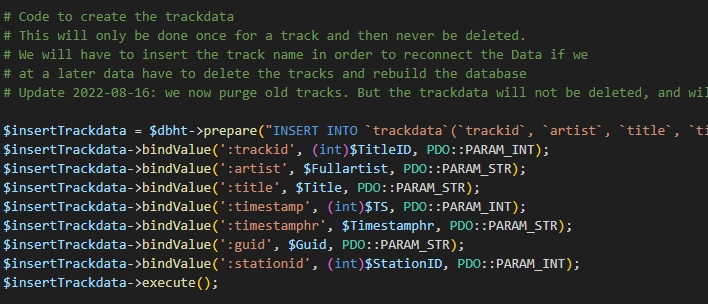 An excerpt from the code running the station.