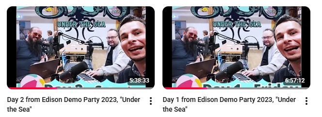 A screendump from YouTube with our two episodes from Edison 2023.